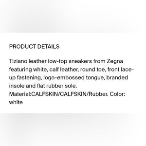 Ermenegildo Zegna Tiziano.  Size 10 1/2 (us)  Color White